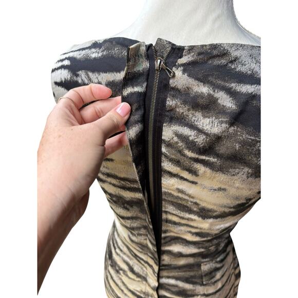 Lanvin Silk Blend Black Silver Metallic Animal Print Sheath Dress - FR36 / US 6 - Picture 7 of 10